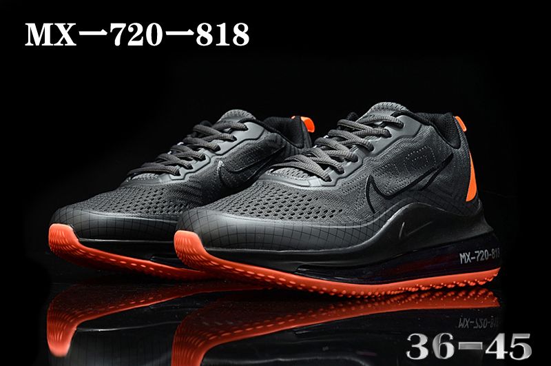 2020 Nike Air Max 720-818 Black Orange Sole Running Shoes